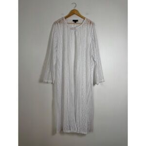 Romantic Antthony Original Women 3X Lace Duster White Sheer Floral Long Cardigan